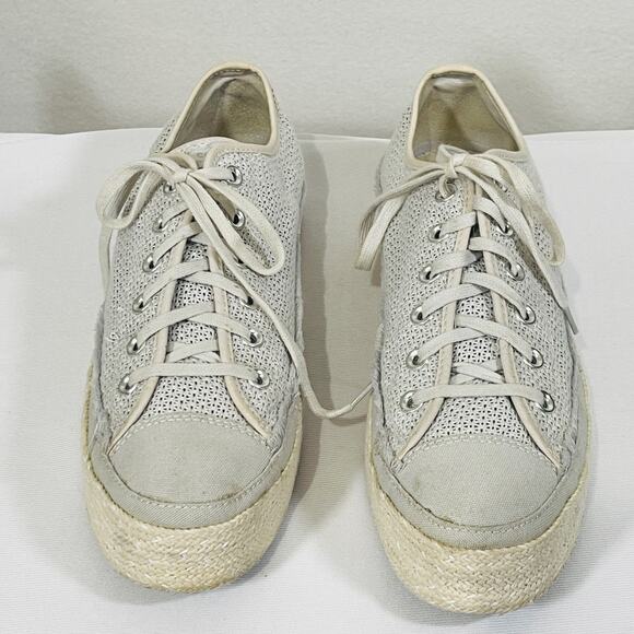 Converse Shoes All Star Platform Espadrilles Womens 11 Gray Cream Canvas Sneaker - Picture 6 of 10